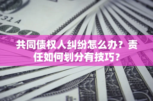 武汉共同债权人纠纷怎么办？责任如何划分有技巧？